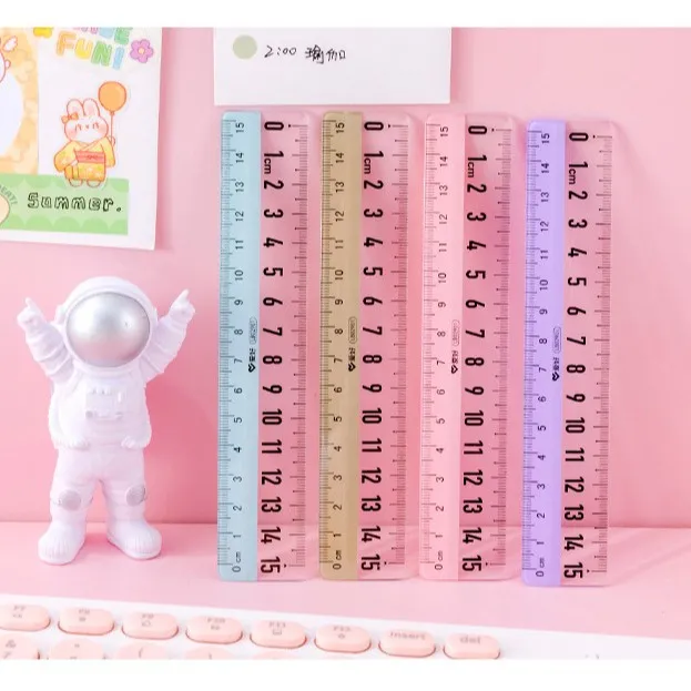 爱好透明直尺15cm小学生尺子考试绘图绘画刻度尺简约格尺学生文具