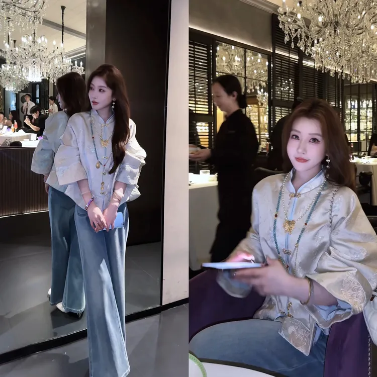 【婷婷】《良辰美景》梦幻金新中式提花锦缎外套 TT2SQTH2259