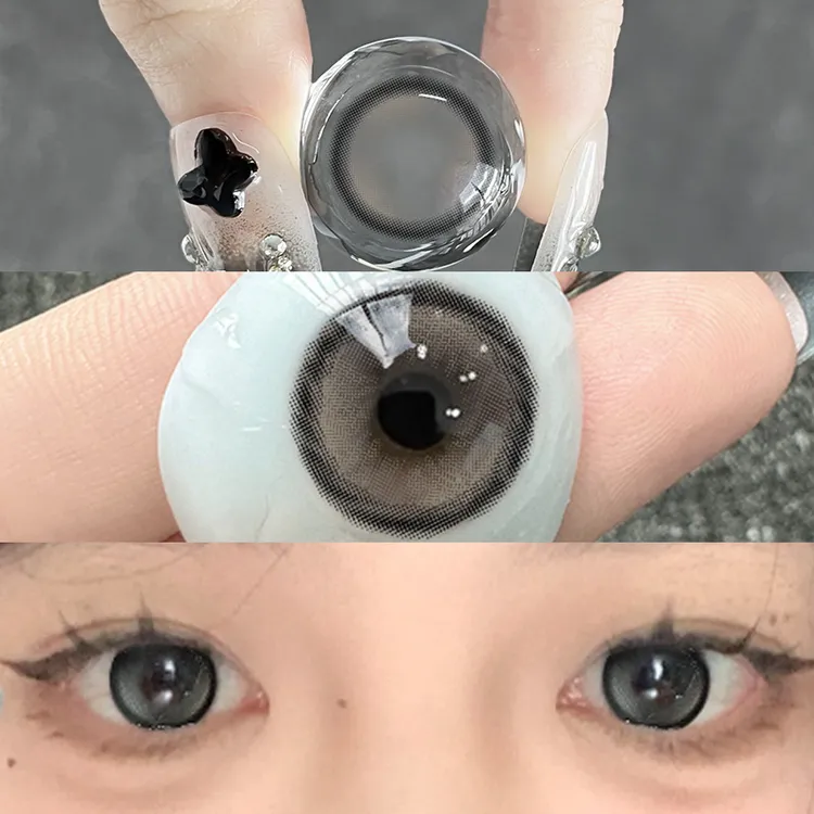 琪瞳学生小直径14.2显乖纯欲小黑茶美瞳自然灰隐形眼镜半年抛新款
