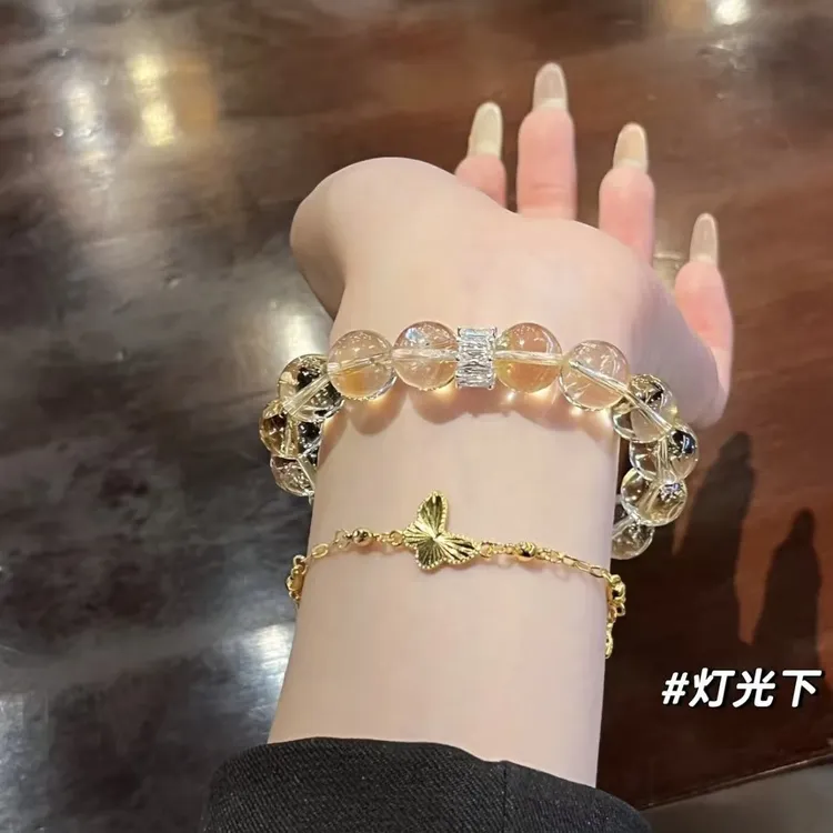 天然黄水晶黄塔晶手串招财转运好运手链金霸大综合情人节礼物男女