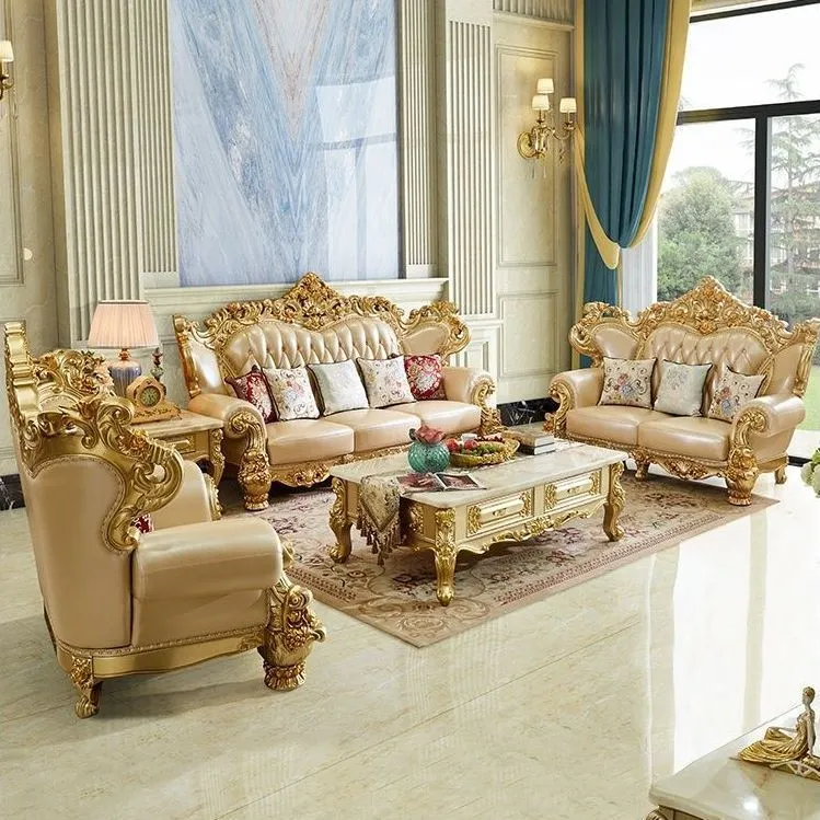 林氐欧式头层牛皮实木沙发3人以上可定制大户型沙小户型单人沙发