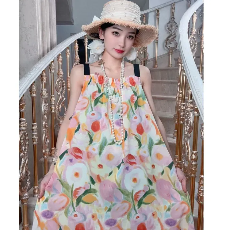 十一专属【郁金香】春夏新款百搭时尚大码连衣裙碎花女装