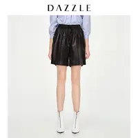 DAZZLE地素字母抽绳仿皮百慕大休闲裤2D1Q2071A