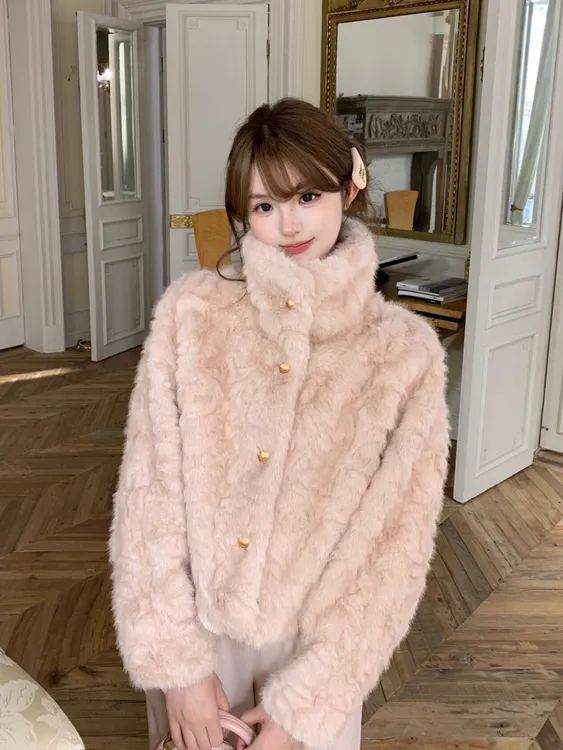 2025新款小湖羊冬季皮毛一体羊羔卷毛毛绒环保水貂绒厚款女款外套