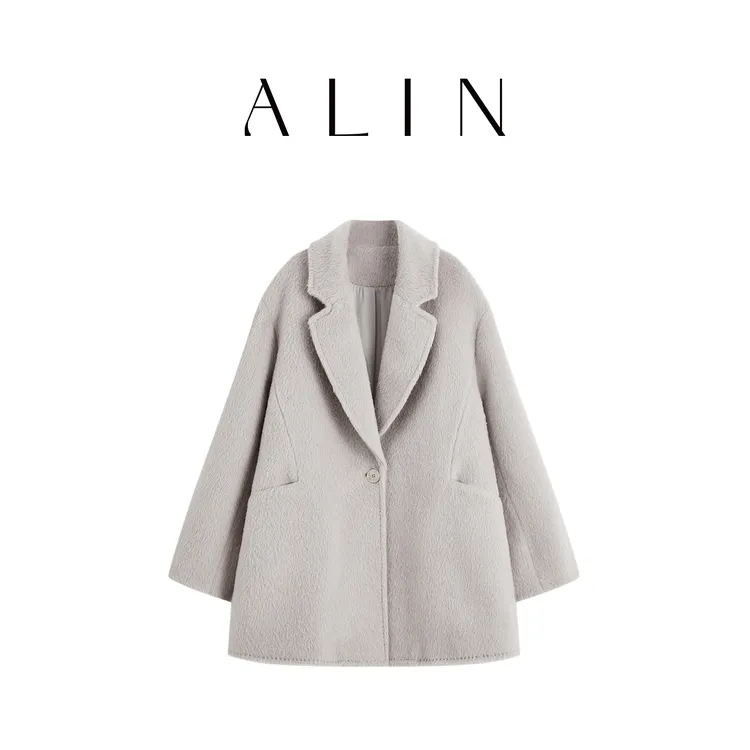 ALIN【烟雨拂晓】冬季81.5%绵羊毛 +18.5%羊驼毛大衣定制女AL5PMD22