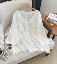  木子静-「步步生花」高级感刺绣提花衬衫-2532-C