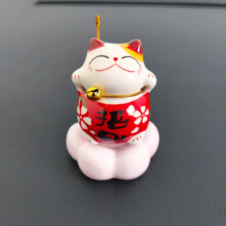 招财猫陶瓷转转可爱解压景德镇创意小礼物桌面车载陶瓷转转小摆件