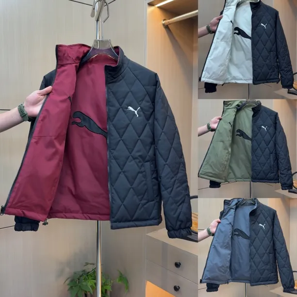 【双面服】秋冬新款刺绣扎格设计百搭休闲薄棉棉衣8125