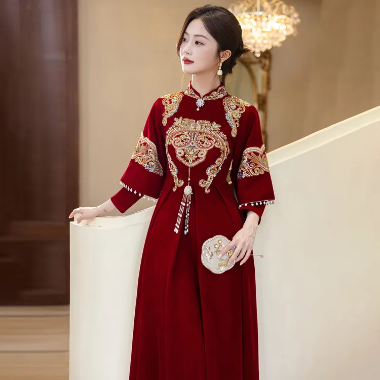 新娘敬酒服2025新款中式秀禾高端轻奢订婚结婚礼服裙女红色长裙