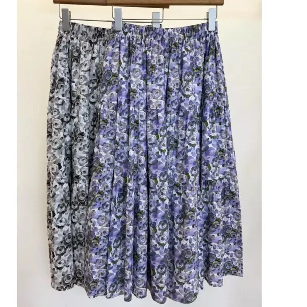 韩系甜美碎花半身裙2025春装新款60支棉大摆尾半身裙有口袋含内衬