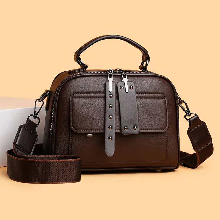 【长22高17宽9斜挎软皮休闲单肩背包棕色女包时尚单肩包女款8707