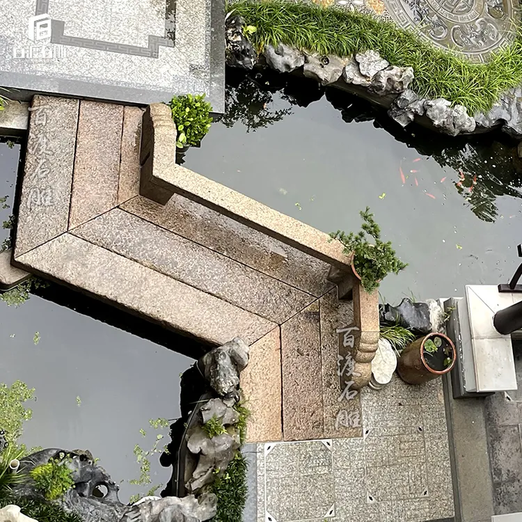 金山石定制三曲桥庭院花园装饰纯天然石桥户外小桥流水小石桥别墅