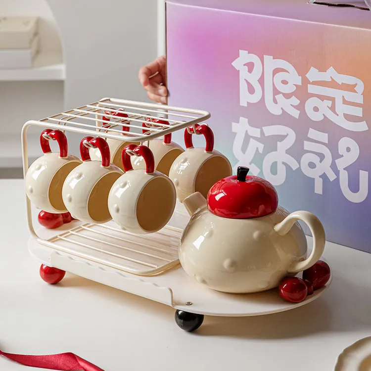 喜事欢喜送闺蜜结婚礼物乔迁送礼茶壶喜庆高颜值陶瓷茶具套装礼物