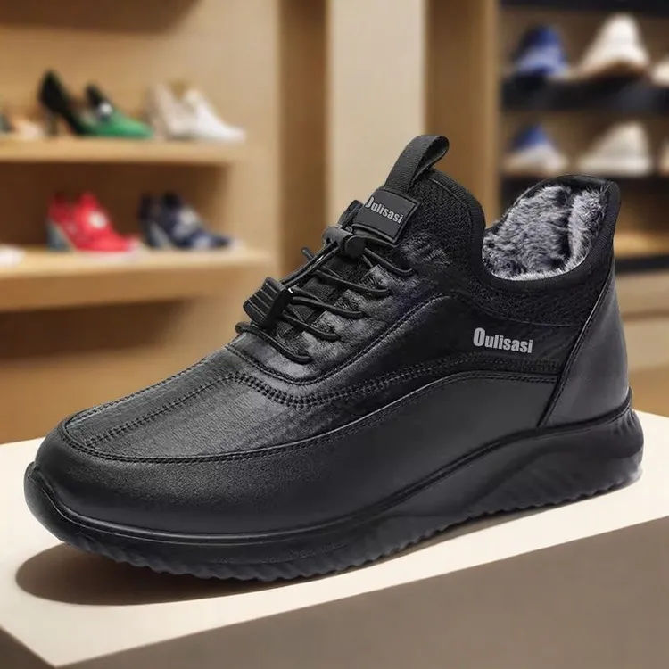 2025冬季新款男士保暖鞋加绒加厚中老年爸爸防滑防水