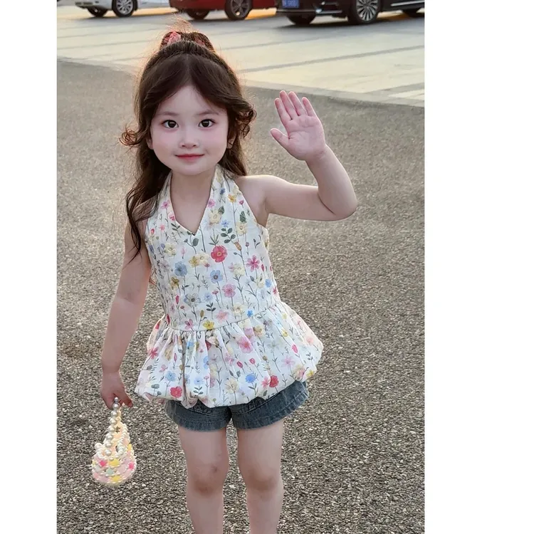 女童夏装套装新款洋气夏季网红气质小女孩时尚夏款吊带裙两件套