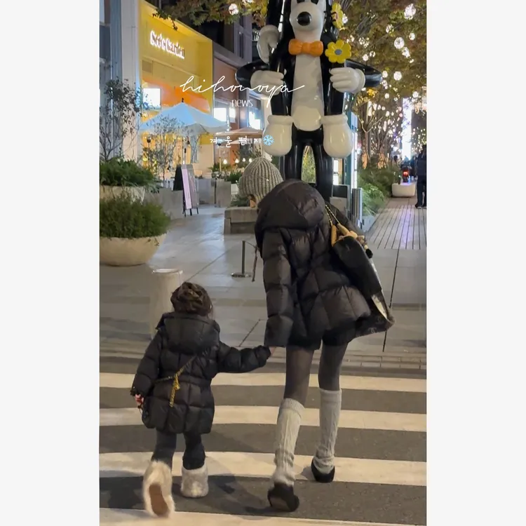 Q【黑金鎏光】二Hihoniya~2025冬亲子高奢黑金白鹅绒收腰羽绒服