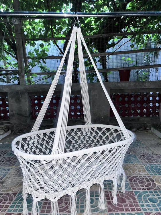 户外休闲婴儿摇篮椭圆是彩色棉绳婴儿摇篮