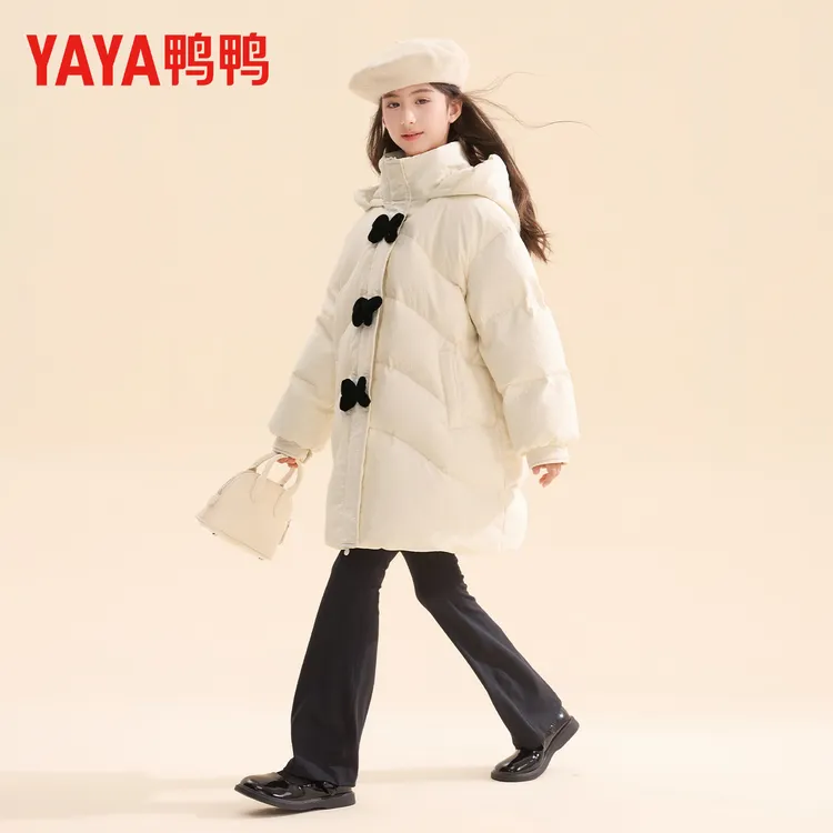 鸭鸭儿童女童羽绒服2025冬新款女大童加厚中长款洋气外套潮25652