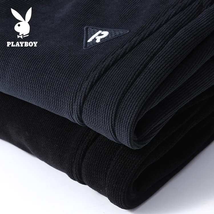 花花公子加绒加厚重磅雪尼尔卫裤男士秋冬新款潮牌束脚抽绳休闲裤