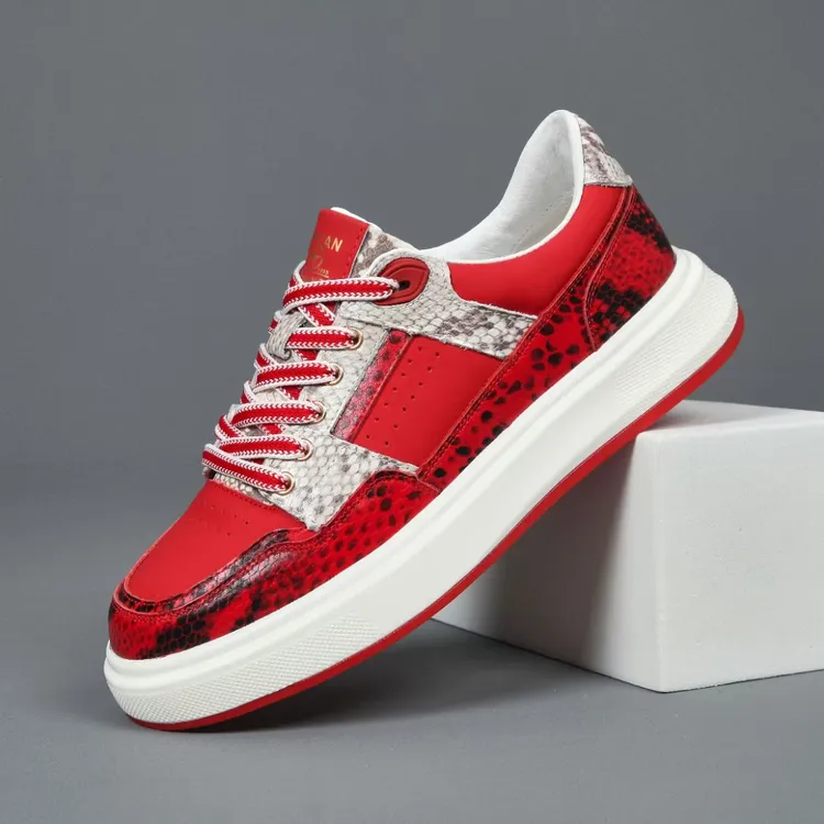 夏季款真皮厚底休闲男鞋男士老爹鞋男时尚士潮鞋百搭透气休闲鞋