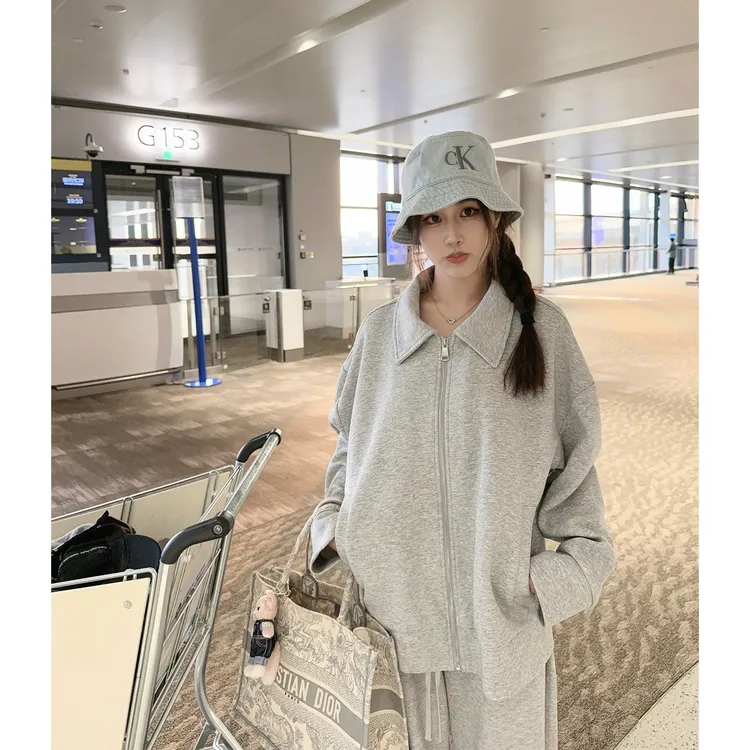 haleyhaley【人生Hoodie2.0】miu风oversize全棉翻领大卫衣外套