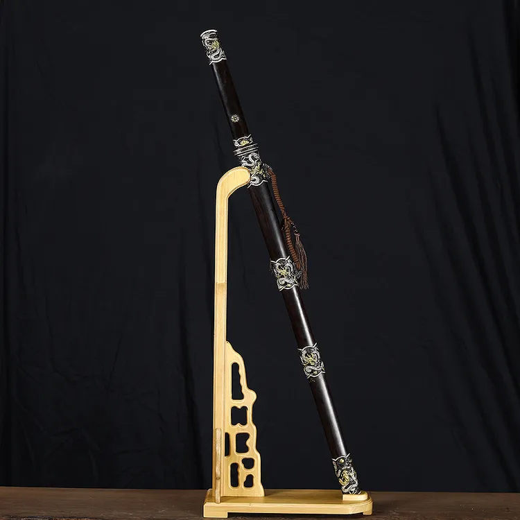 黑檀木铜装夹钢唐刀黑檀木龙泉一体锻打未开刃