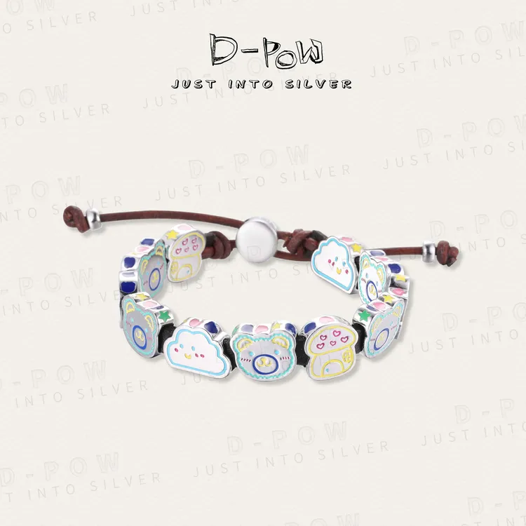 灯小炮 925银手链 【Lubi Bear】甜甜的添添圈的乐园皮绳手链（9562）商品图