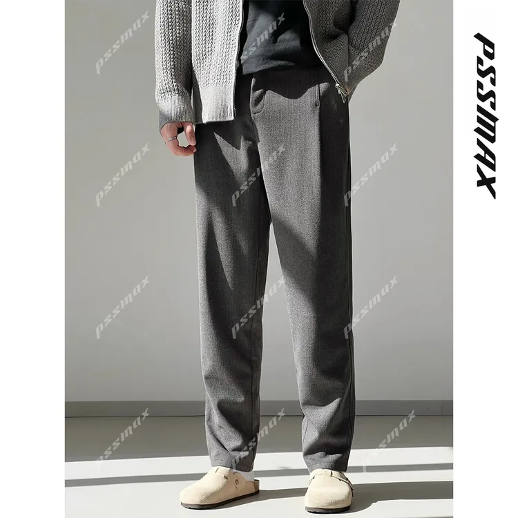 【现货】胖俗俗pssmax【自由旅者】2026春季新款双褶宽松百搭休闲裤男商品图