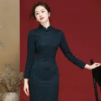 【唐唐】旗袍秋季2025年新款复古中国风优雅气质针织日常改良长款