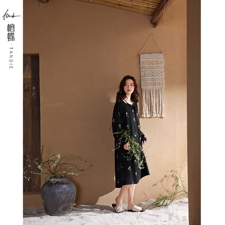 【带胸垫】女士冰感纯棉睡裙春秋季高级感家居服2025新款夏季睡衣