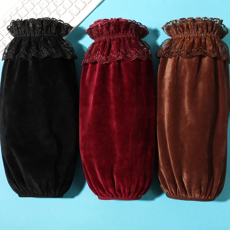 新款长款毛绒袖套女办公护袖厚款防尘羽绒服防污宽松棉衣袖筒家务