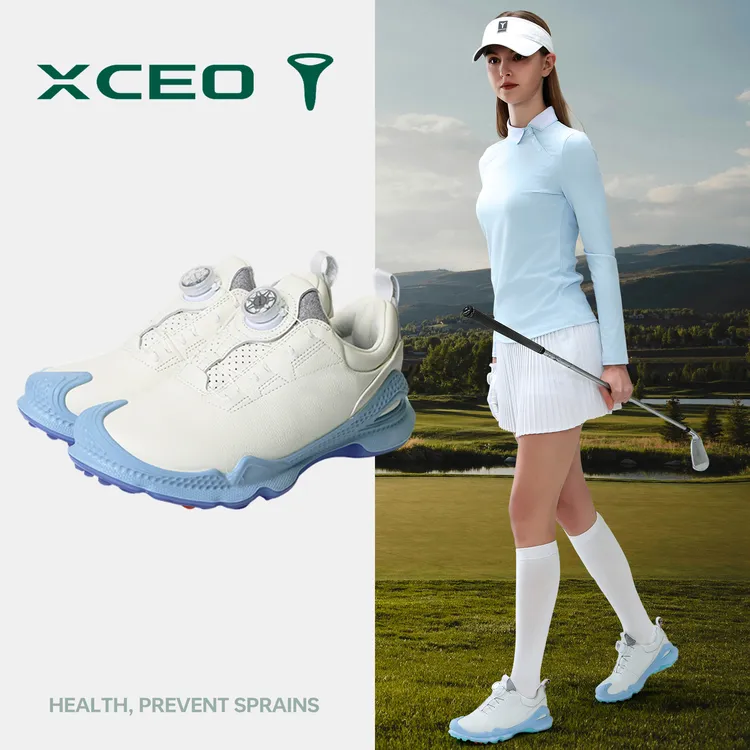 XCEO/芯鹰2025年夏季真皮高尔夫鞋女款防水白兰色golf高尔夫鞋子