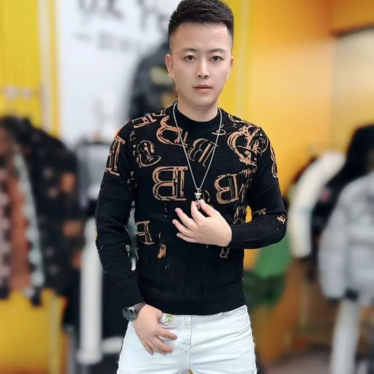 625冬季新款时尚潮流男士修身百搭长袖毛衣