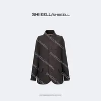 SHIIEELL【坚果棕】老钱风定染绵羊毛羊驼毛混纺挺阔呢外套WT0223