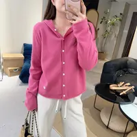 【欧加粒粒】单排扣简约连帽高级感长袖羊毛针织开衫显瘦 X25092509
