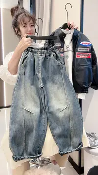  加绒加厚纯棉男童裤子2025新款中大童一体绒长裤儿童牛仔裤洋气