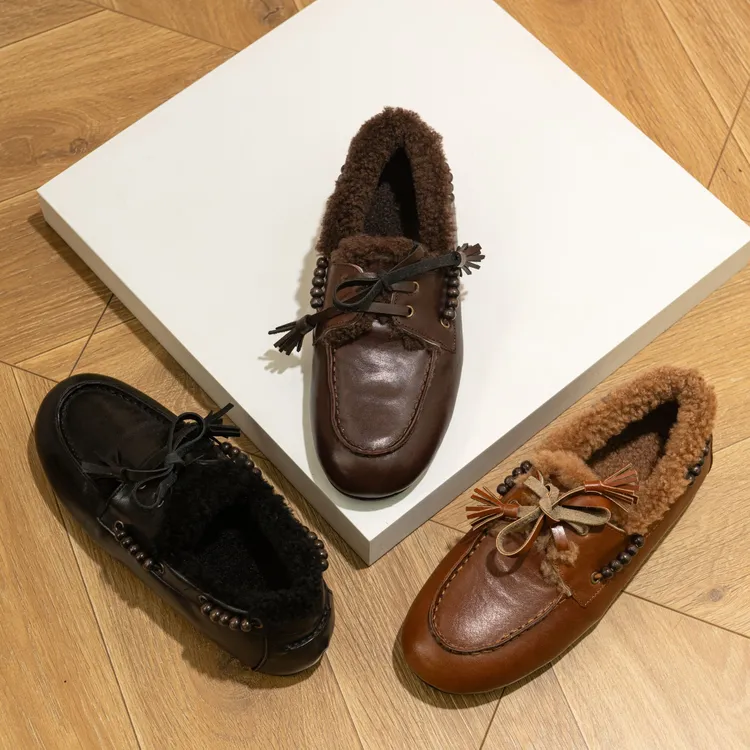 [Miss Z]跟高3cm/牛皮/串珠/真皮单鞋