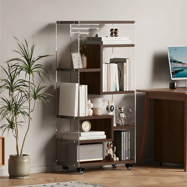 【年终大促】可移动中古风置物架落地书架收纳柜架子北欧落地客厅