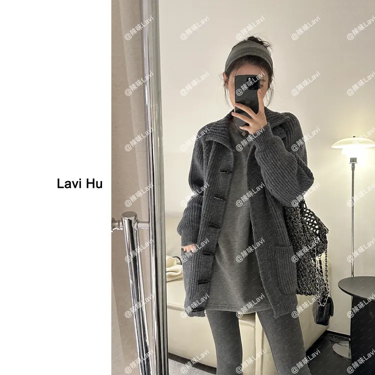 月岛弦音 舒适翻领中长款长袖毛衣秋冬针织853