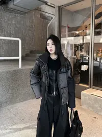 CZ【冬日温暖】冬季新款立领白鸭绒拼接小众设计羽绒外套女