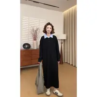 【张小九】 衬衫领假两件秋冬磨毛长袖显瘦百搭卫衣裙Z2037