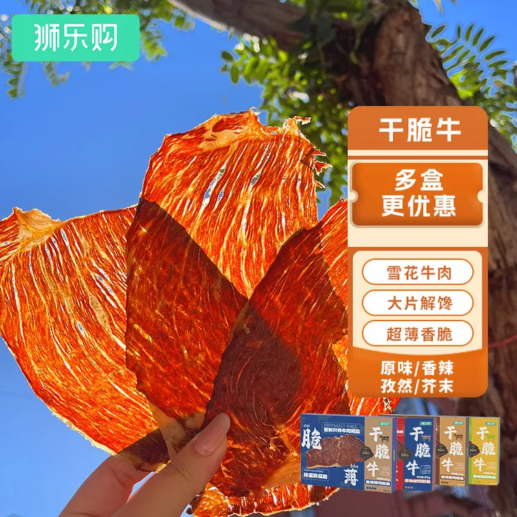 狮乐购干脆牛脆脆内蒙古雪花牛肉牛排脆片牛肉干风干100%真牛肉