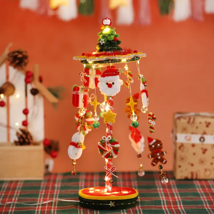 圣诞节礼物台灯桌面摆件场景布置发光小夜灯扭扭棒手工diy材料包