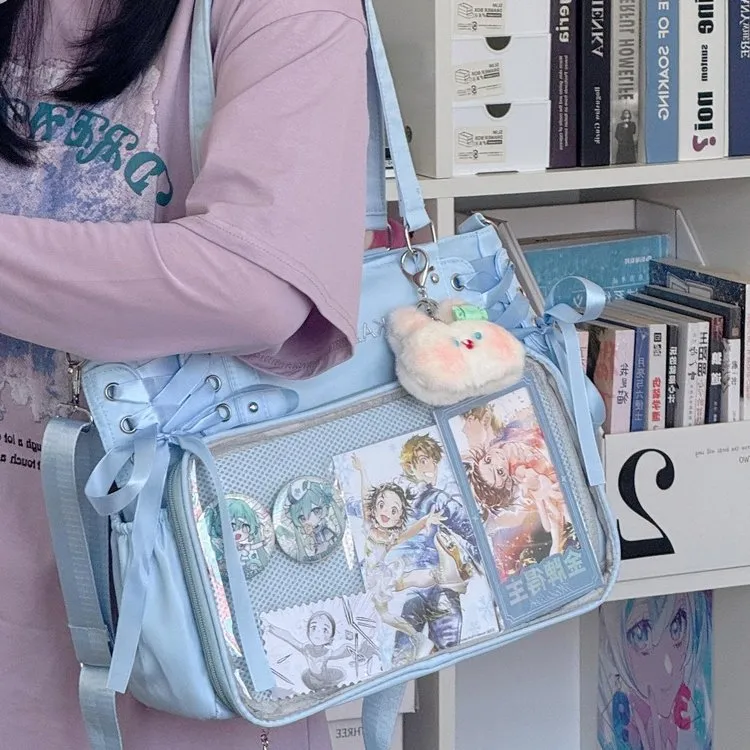 新款丝带痛包女大容量二次元单肩斜挎包韩系大容量通勤女式单肩包