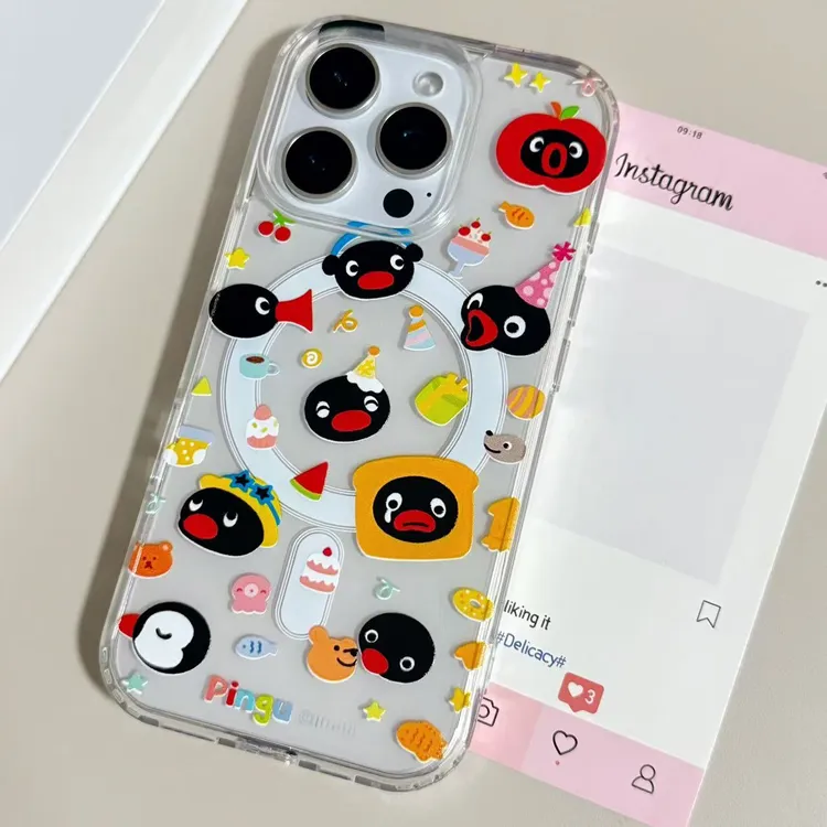 【亚克力磁吸】满屏pinggu小企鹅高透手机壳适用iPhone16/15/14可爱
