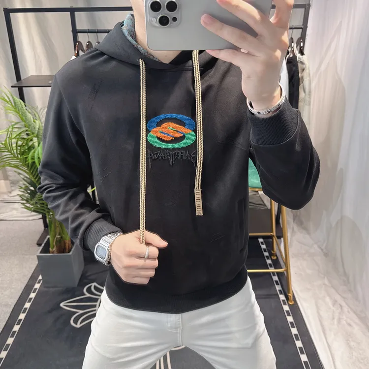 欧洲站痞帅高级感卫衣男连帽2025秋季新款时尚休闲刺绣小众上衣潮