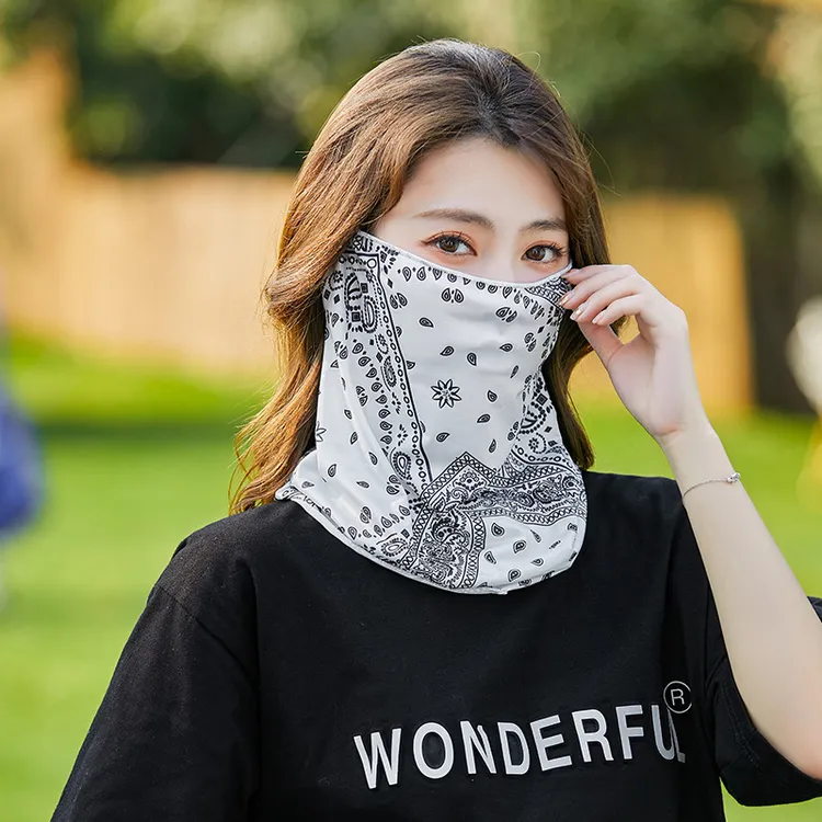 腰果花防晒面罩遮脸防紫外线练车骑行挂耳防晒脖套防晒面罩
