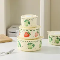 鸭梨-保鲜碗套装4寸+5寸+6寸陶瓷网红可爱小清新家用碗盘餐具
