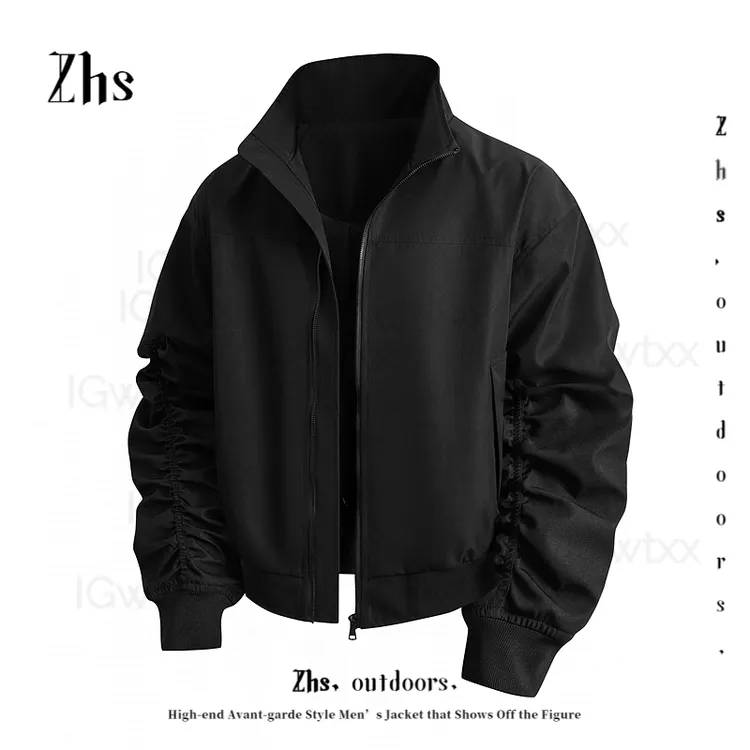 美式休闲夹克秋季立领vintage外套hiphop高街ins衣服轻奢痞帅秋冬