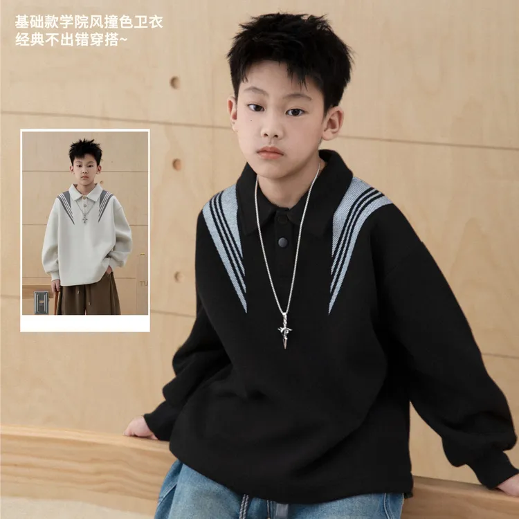男童秋款上衣POLO衫长袖儿童中大童卫衣童装男孩休闲学院风衣服帅